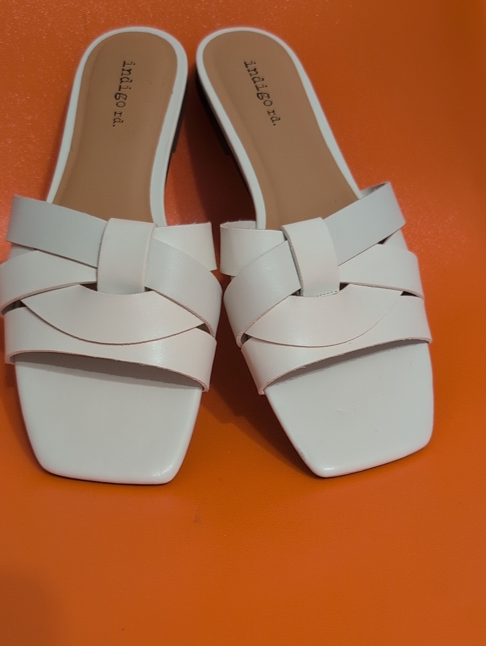 Indigo White Braided Slide Mules